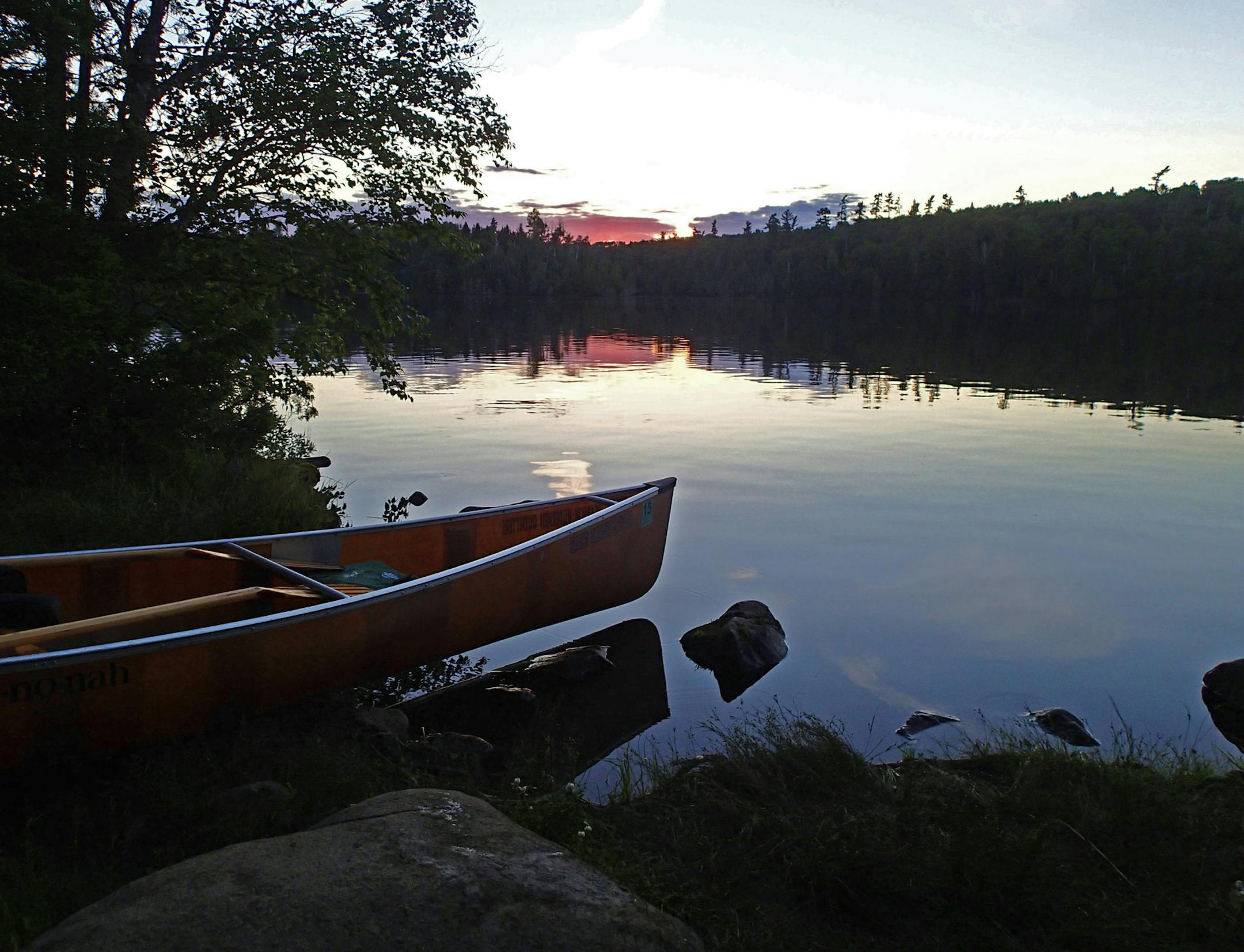 As the sun set over Moon Lake in the BWCA, the last canoe was ready to be portaged over a hilly trail leading to East Bearskin Lake, which lies partially within the wilderness area.