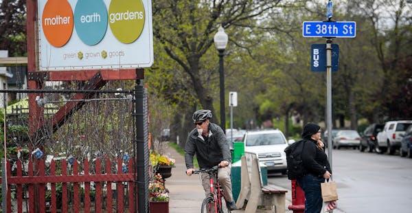 "I think the more bike lanes the better," said Dan Elsen, of South Minneapolis, who stopped at Mother Earth Gardens on his way to bike home with his d