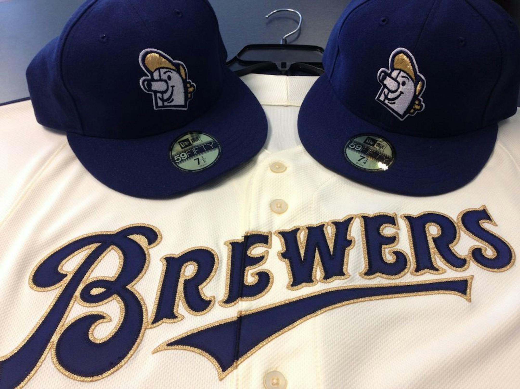 Winning cap and jersey design in Brewers contest by Ben Peters, Richfield