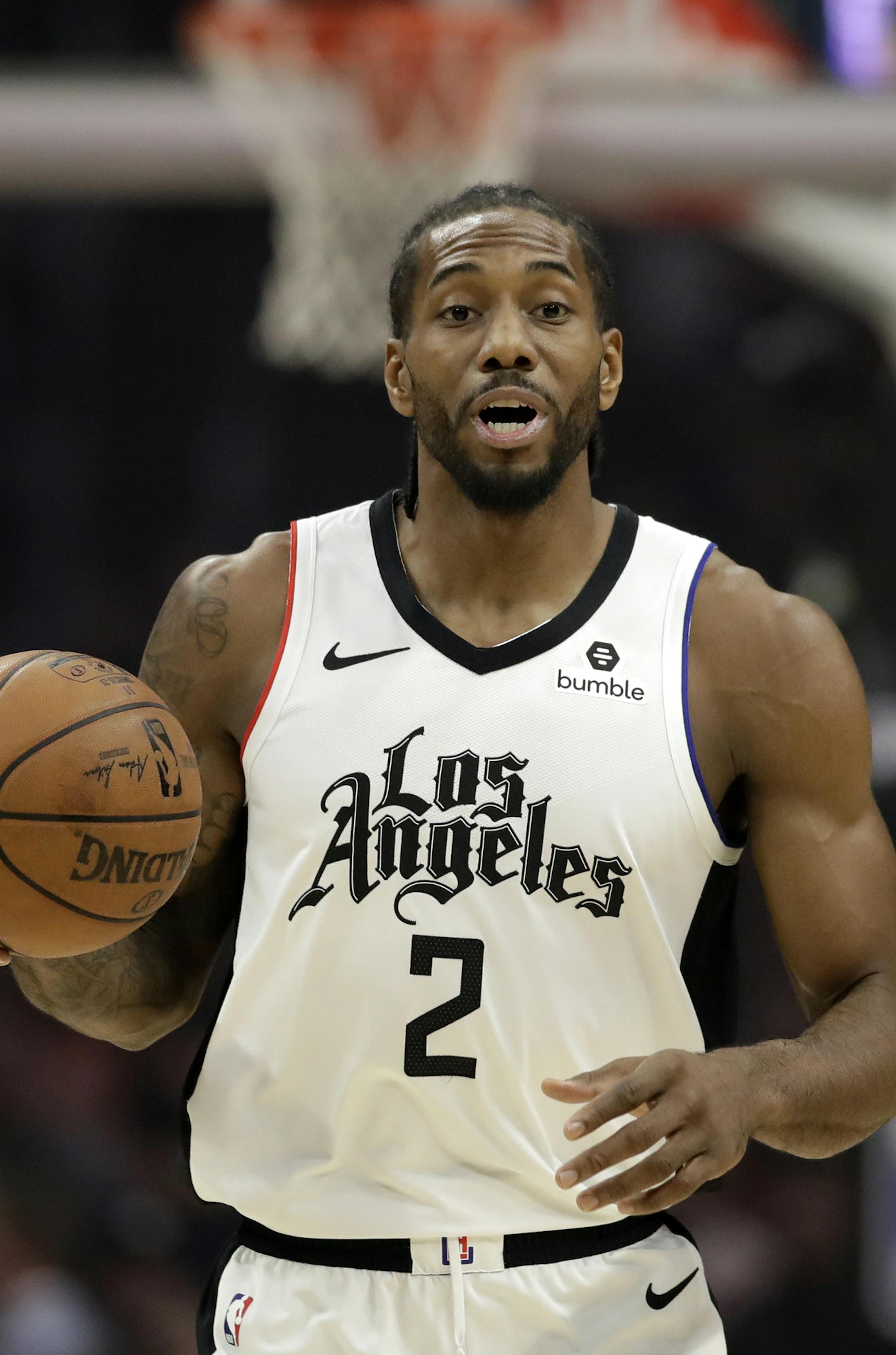 Los Angeles Clippers' Kawhi Leonard during an NBA basketball game against the Houston Rockets Thursday, Dec. 19, 2019, in Los Angeles. (AP Photo/Marcio Jose Sanchez)