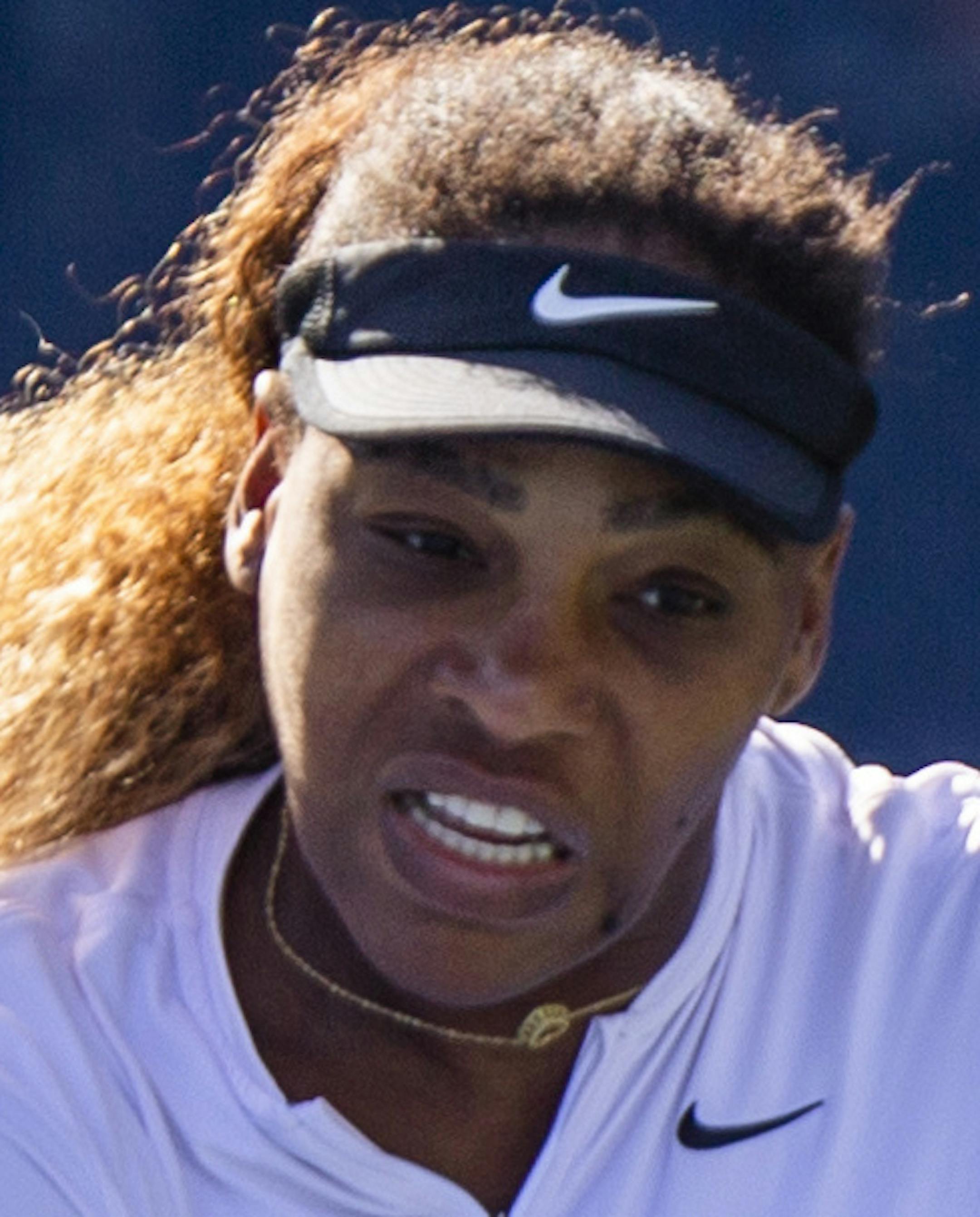 Serena Williams, of the United States, returns the ball as she practices for the U.S. Open tennis tournament Saturday, Aug. 24, 2019, in New York. (AP Photo/Eduardo Munoz Alvarez)