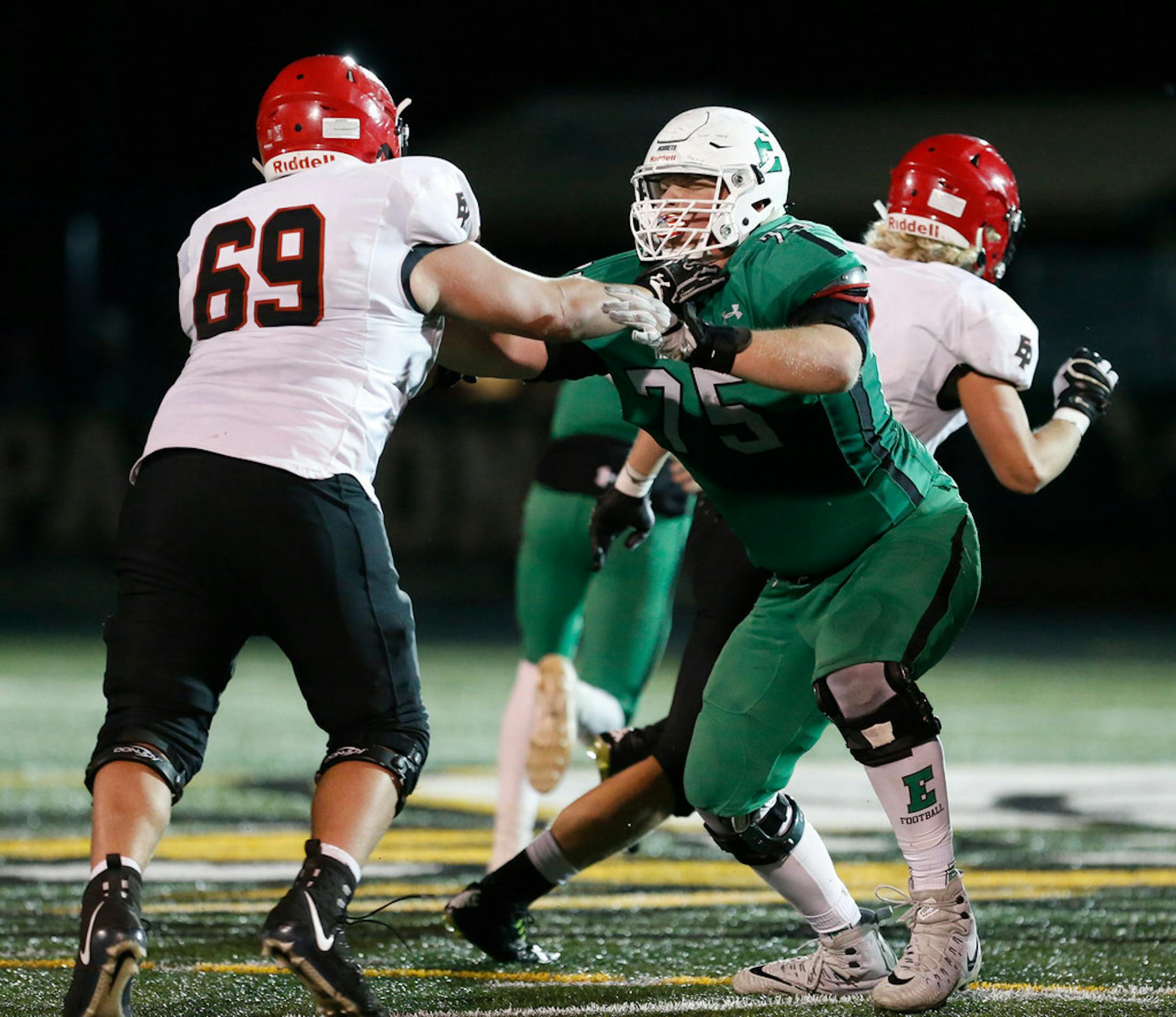 Edina offensive lineman Quinn Carroll (75) is the top-ranked recruit in Minnesota from the class of 2019.