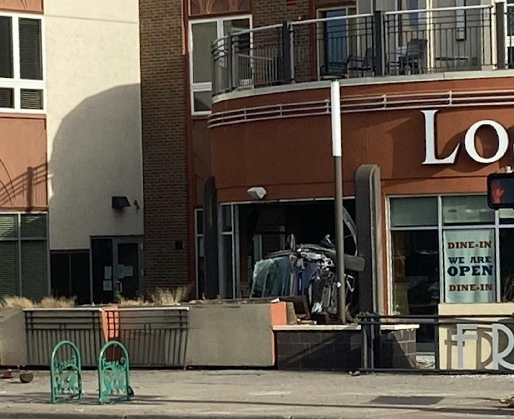 An SUV crashed into Los Ocampo restaurant in St. Paul Thursday. The suspect then tried to carjack a driver, police said.