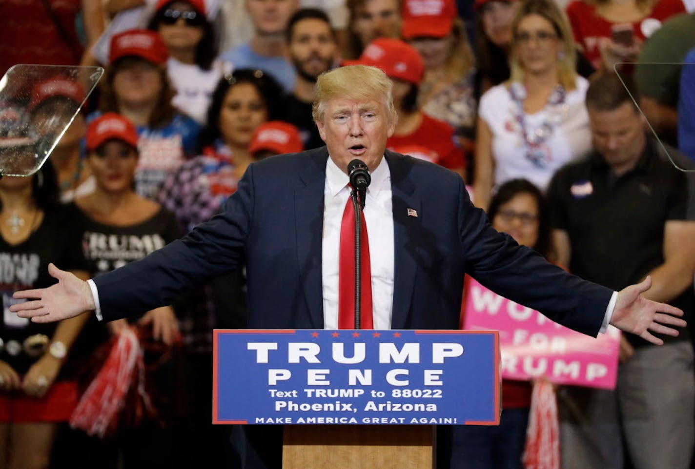 At a Phoenix rally on Saturday, Donald Trump said, "We can win Minnesota," after touching on the large premium increases on tap in the state's individual health insurance market.