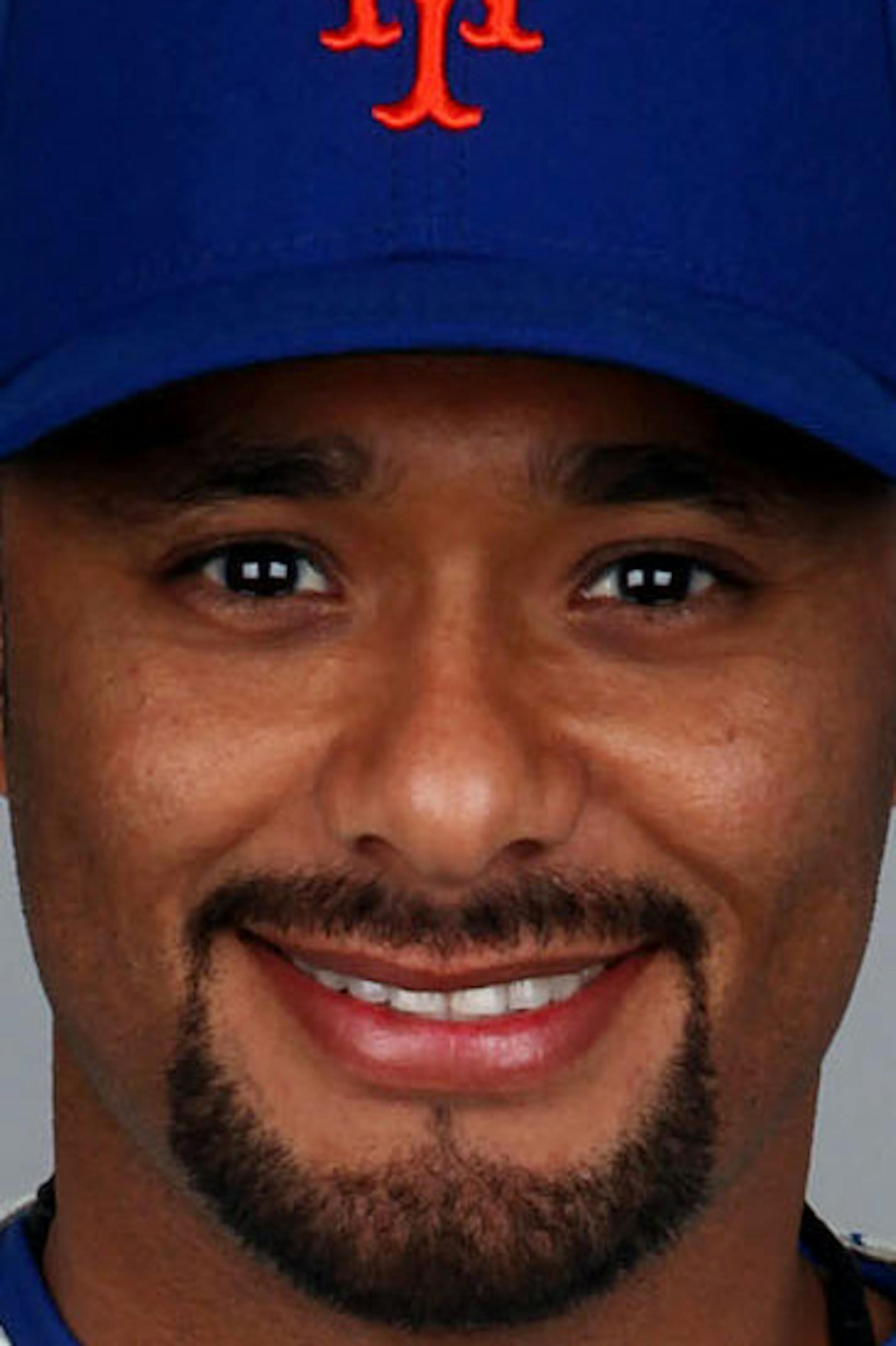 PORT ST. LUCIE, FL - FEBRUARY 21: Johan Santana #57 of the New York Mets poses during Photo Day on Thursday, February 21, 2013 at Mets Stadium in Port St. Lucie, Florida. (Photo by Eliot J. Schechter/MLB Photos) *** Local Caption *** Johan Santana ORG XMIT: 159448110 ORG XMIT: MIN1303281950222339