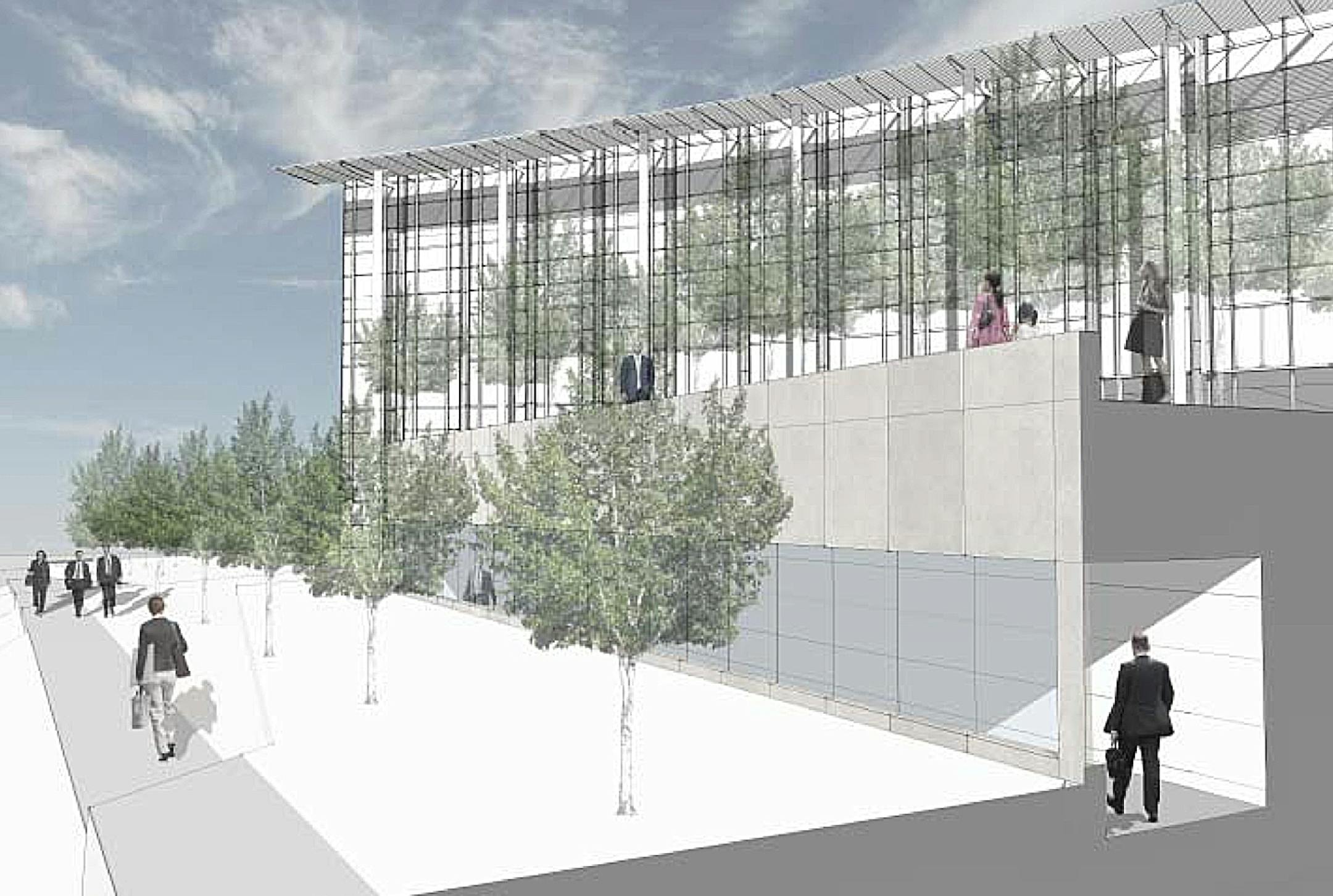 An artist's rendering shows a proposed $90 million legislative office building and parking facility planned for near the Minnesota Capitol.