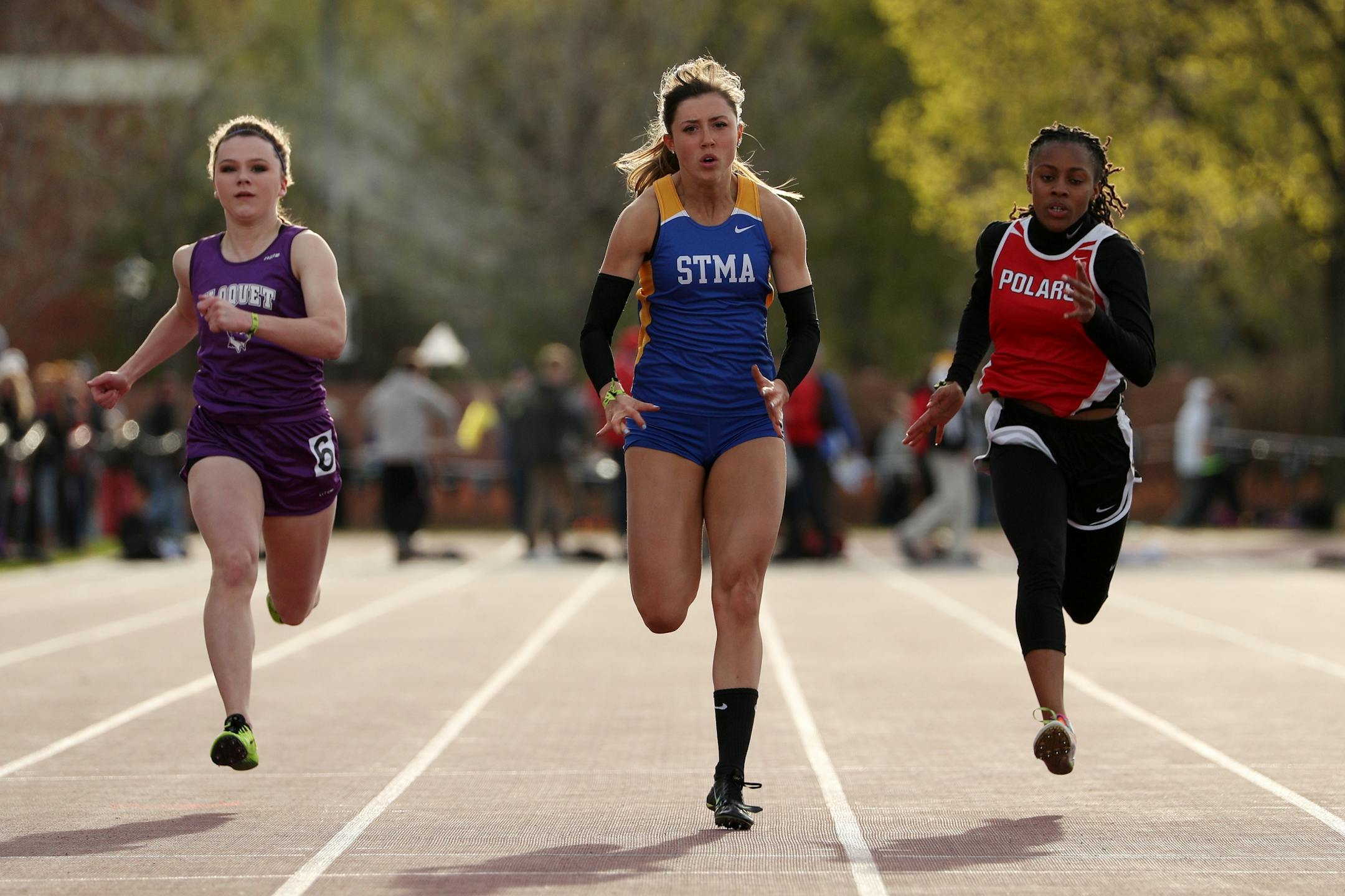 Anna Keefer of St. Michael-Albertville competed in the girl's 100 meter dash Friday at the Hamline Elite Meet.