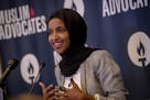 "I'm willing to have a conversation and work with anyone to find a compromise," Rep. Ilhan Omar said. Above, Omar spoke at an iftar dinner on Capitol 