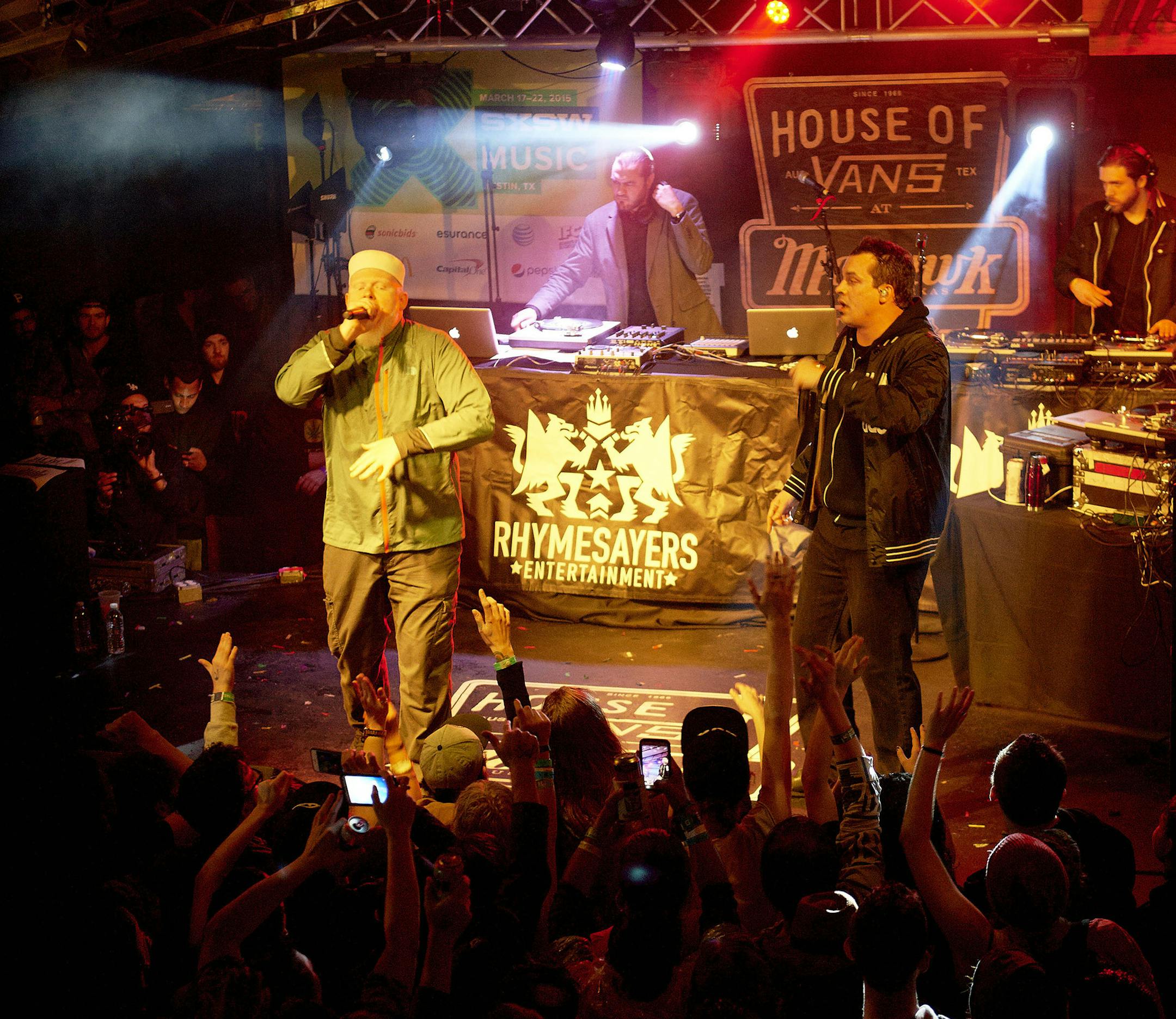 Brother Ali, left, joined Atmosphere frontman Slug near the end of Friday night at Mohawk in Austin, Texas, during the 2015 South by Southwest Music Conference. Both acts are part of Minneapolis-based Rhymesayers Entertainment, which was celebrating its 20th anniversary.