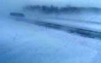 Blowing snow created near-whiteout conditions on I-90 near Lakefield, Minn., on Monday morning.