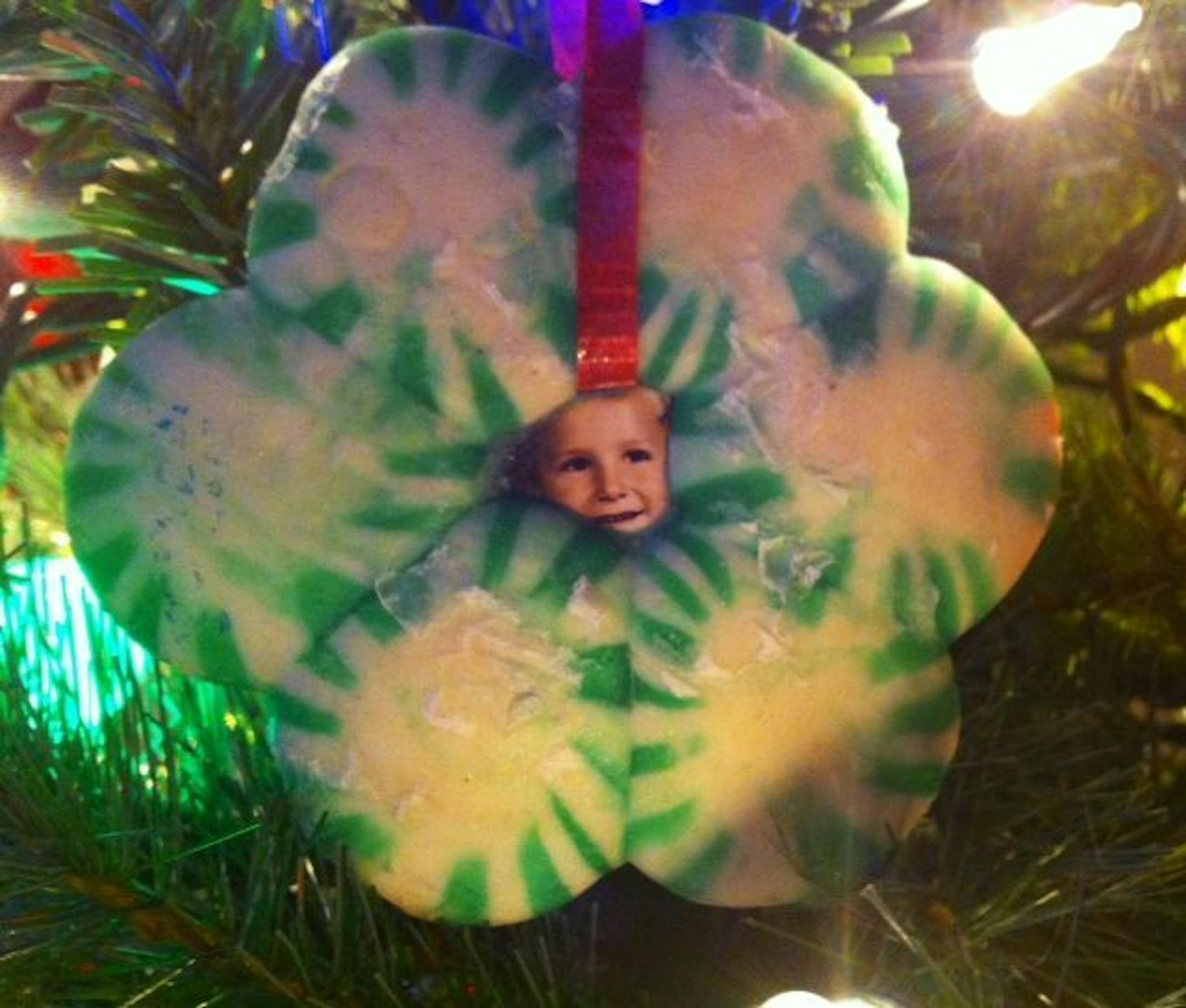 Mints and school photo ornament, Janna Nord