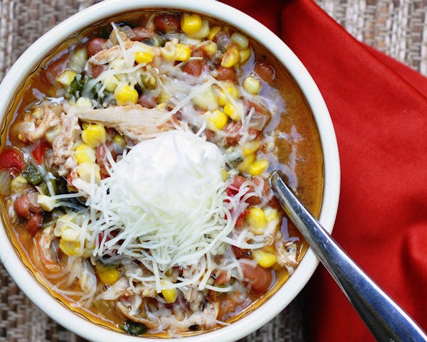 Meredith Deeds Special to the Star Tribune Chicken and Corn Chili with Roasted Poblanos for healthy family.