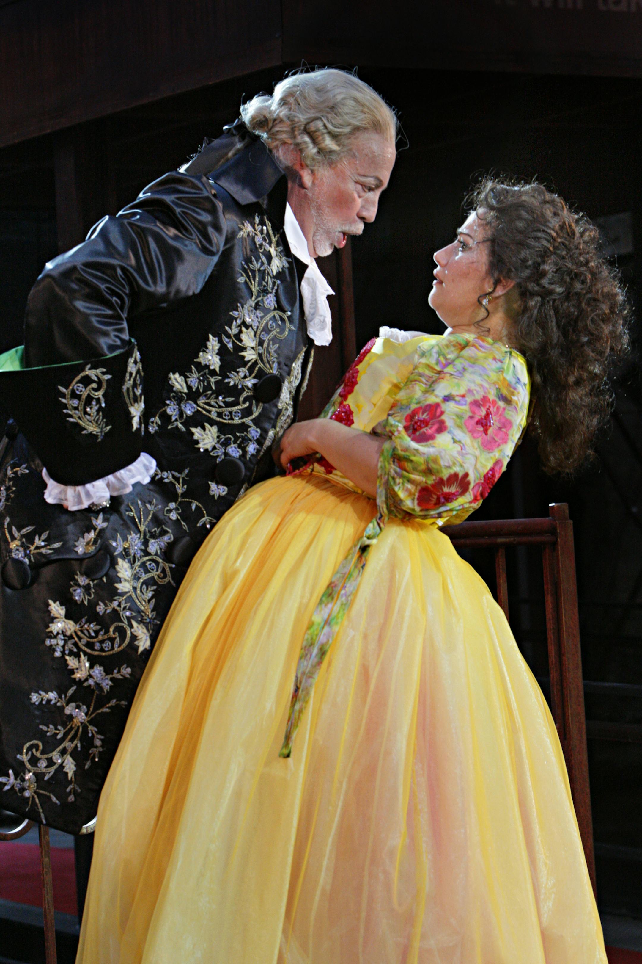 Jake Gardneras Doctor Bartolo and Heather Johnson as Rosina in "The Barber of Seville." Cast:&#xac;&#x2020; Rosina &#x201a;&#xc4;&#xee;&#xac;&#x2020;Heather Johnson Figaro &#x201a;&#xc4;&#xee;&#xac;&#x2020;Lucas Meachem Count Almaviva &#x201a;&#xc4;&#xee;&#xac;&#x2020;Taylor Stayton Doctor Bartolo &#x201a;&#xc4;&#xee;&#xac;&#x2020;Jake Gardner Don Basilio -&#xac;&#x2020;Seth Keeton Berta &#x201a;&#xc4;&#xee;&#xac;&#x2020;Jessica Medoff-Bunchman Artistic Staff: Conductor &#x201a;&#xc4;&#xee;&#xac