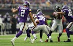 Minnesota Vikings punter Britton Colquitt (2) punted the ball down field in the first half. ] ANTHONY SOUFFLE • anthony.souffle@startribune.com The 