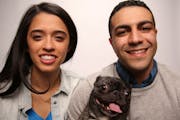 Ashley Paguyo and Ahmed El Shourbagy, the duo behind Dogs of Instagram, with Lucy, a Boston terrier and pug mix.