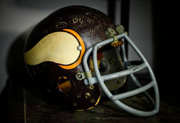A helmet from the Vikings' 1961 inaugural season.
