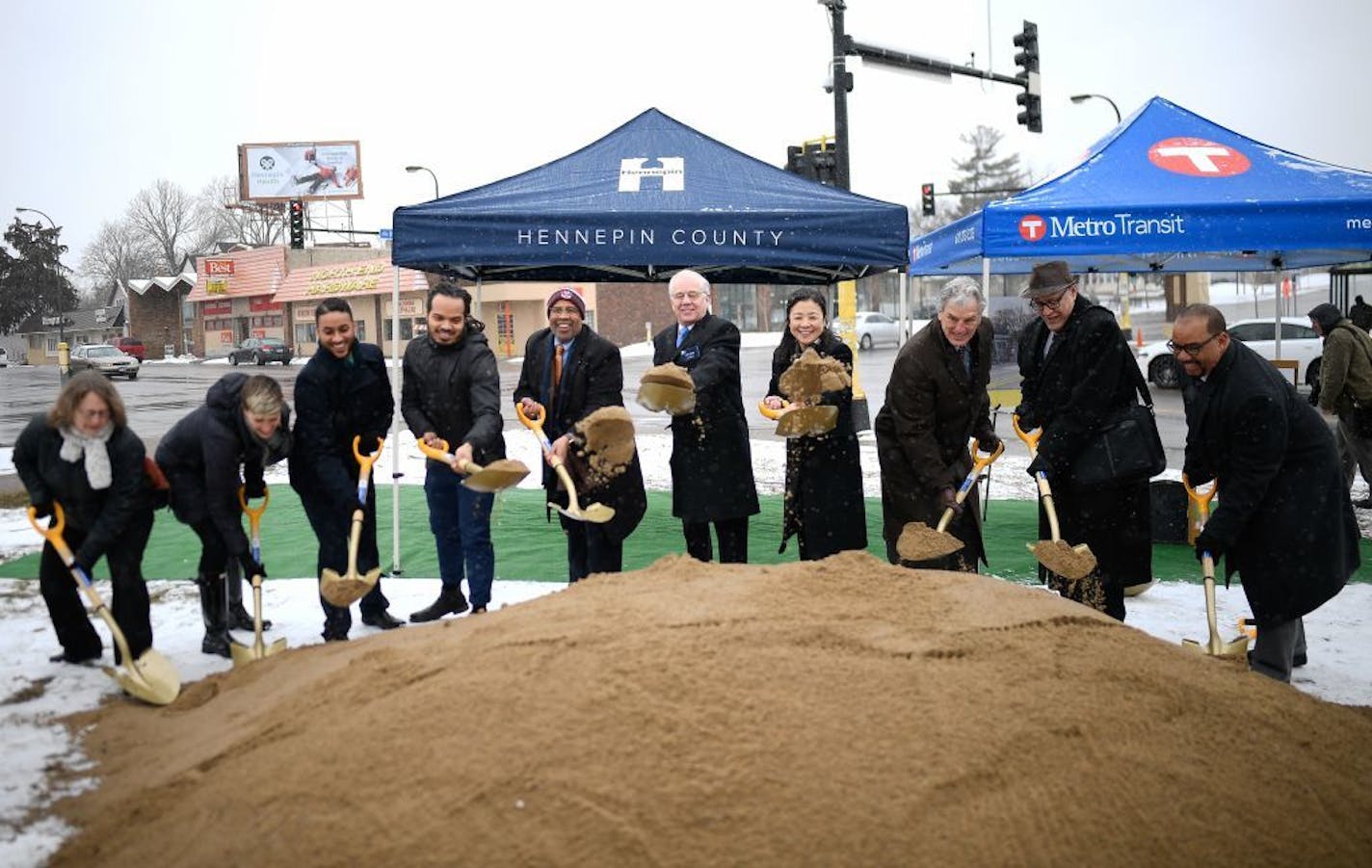 Stakeholders took part in the official groundbreaking of the C-Line, a rapid bus transit line that will connect Brooklyn Park to downtown Minneapolis, primarily along Penn Avenue.