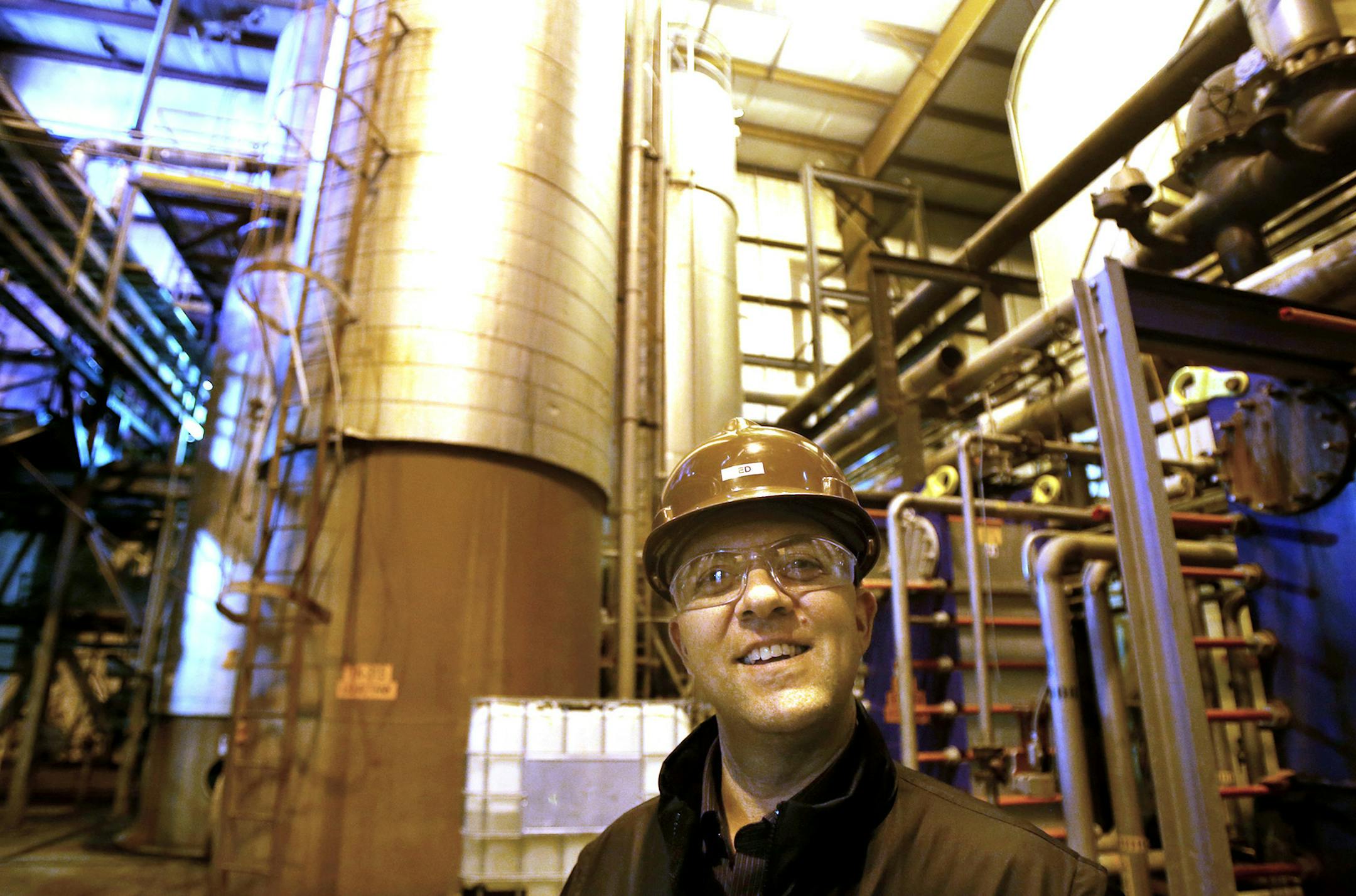 Jed Latkin, CFO of Buffalo Lake Advanced Biofuels in the fermentation tank room Wednesday, Feb. 11, 2015, at Buffalo Lake Advance Biofuels in Buffalo, MN.](DAVID JOLES/STARTRIBUNE)djoles@startribune.com In the ethanol business, being old and small is a path to losing money. Some of the early ethanol plants built in the 1990s are struggling to compete against newer plants that are four or five times larger and more efficent. The small plant in this community has been shuttered twice as it went th