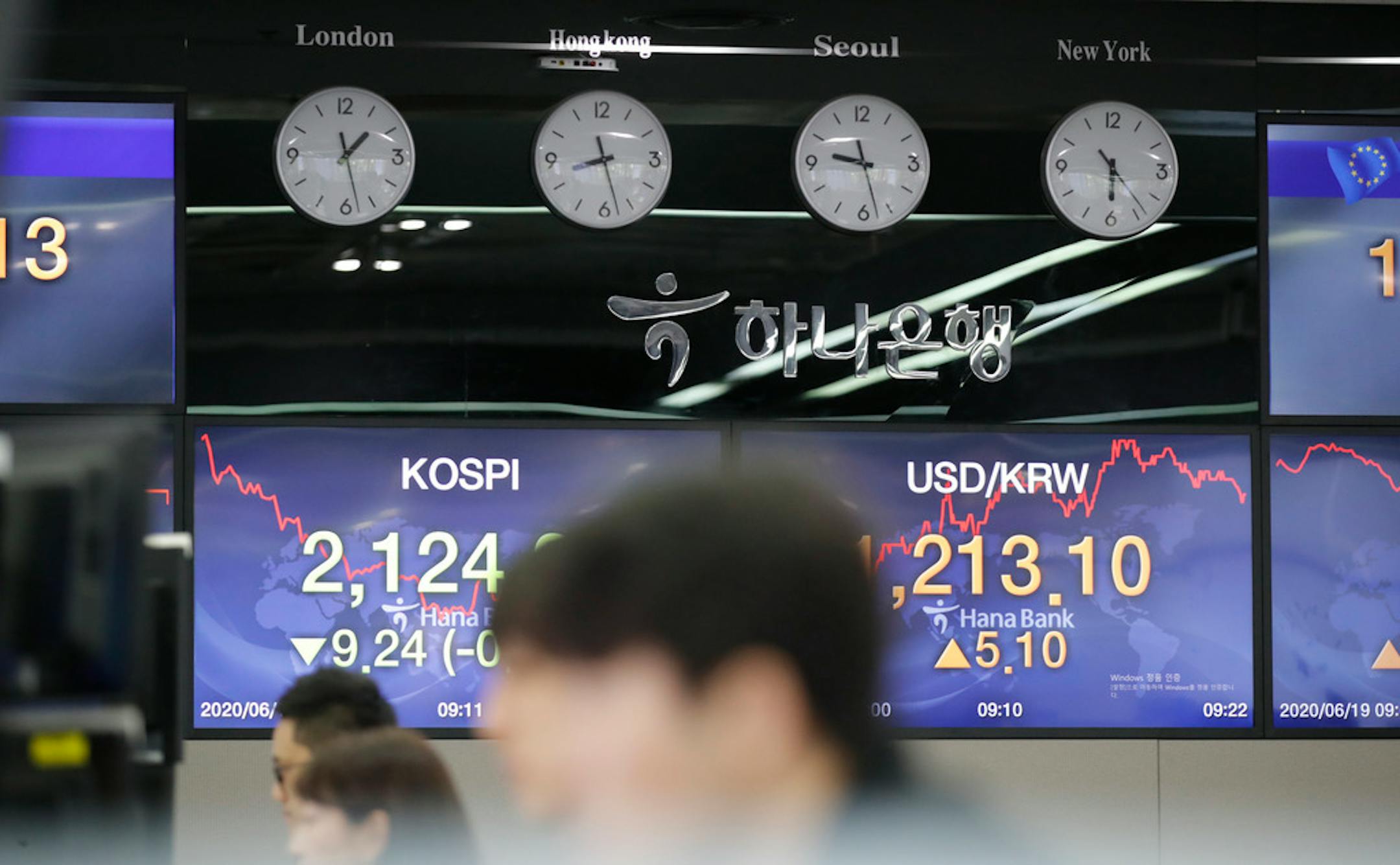Currency traders in Seoul, South Korea, Friday, June 19, 2020.