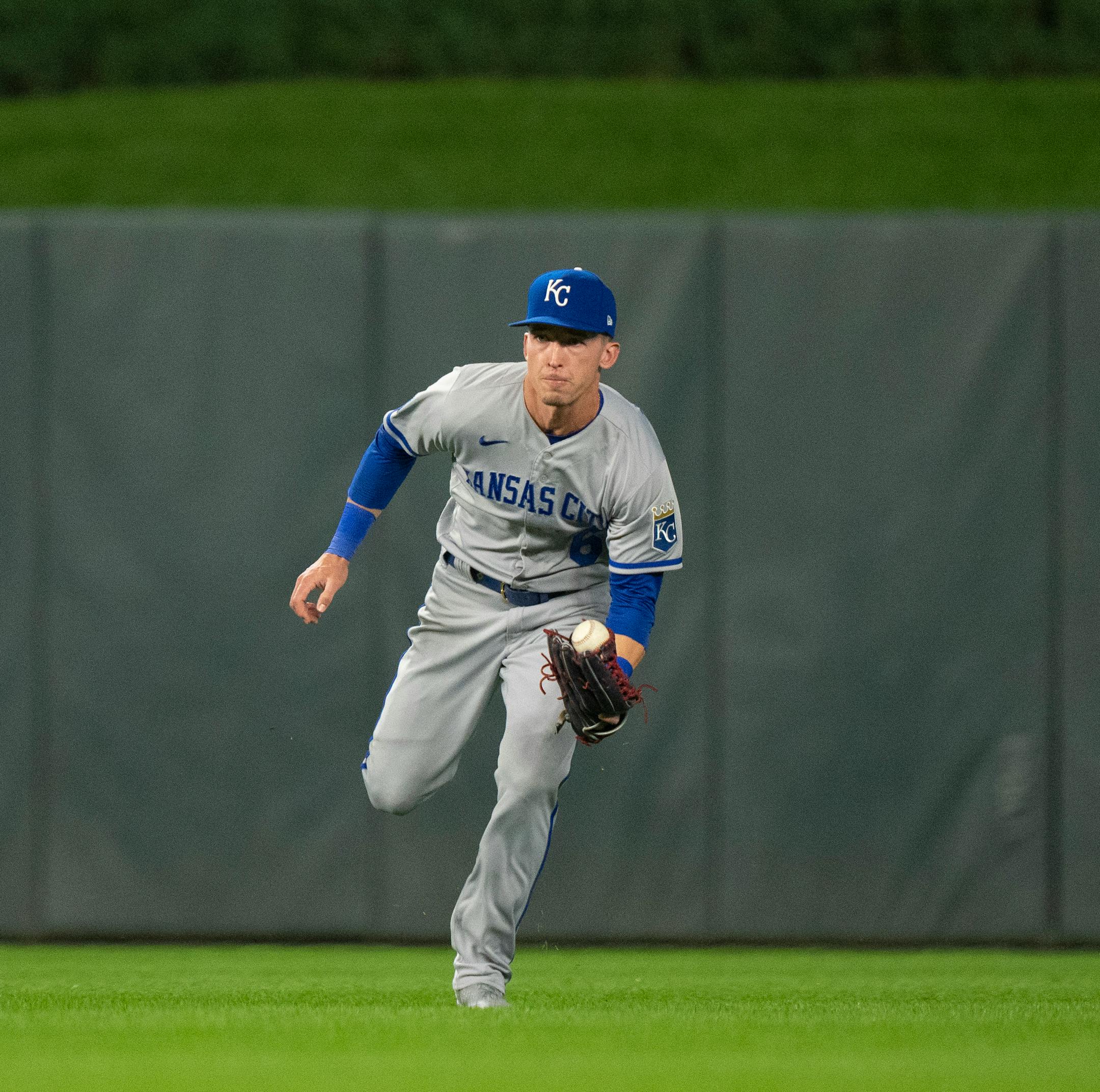 Kansas City Royals center fielder Drew Waters (6) caught a Nick Gordon hit for an eighth inning out.