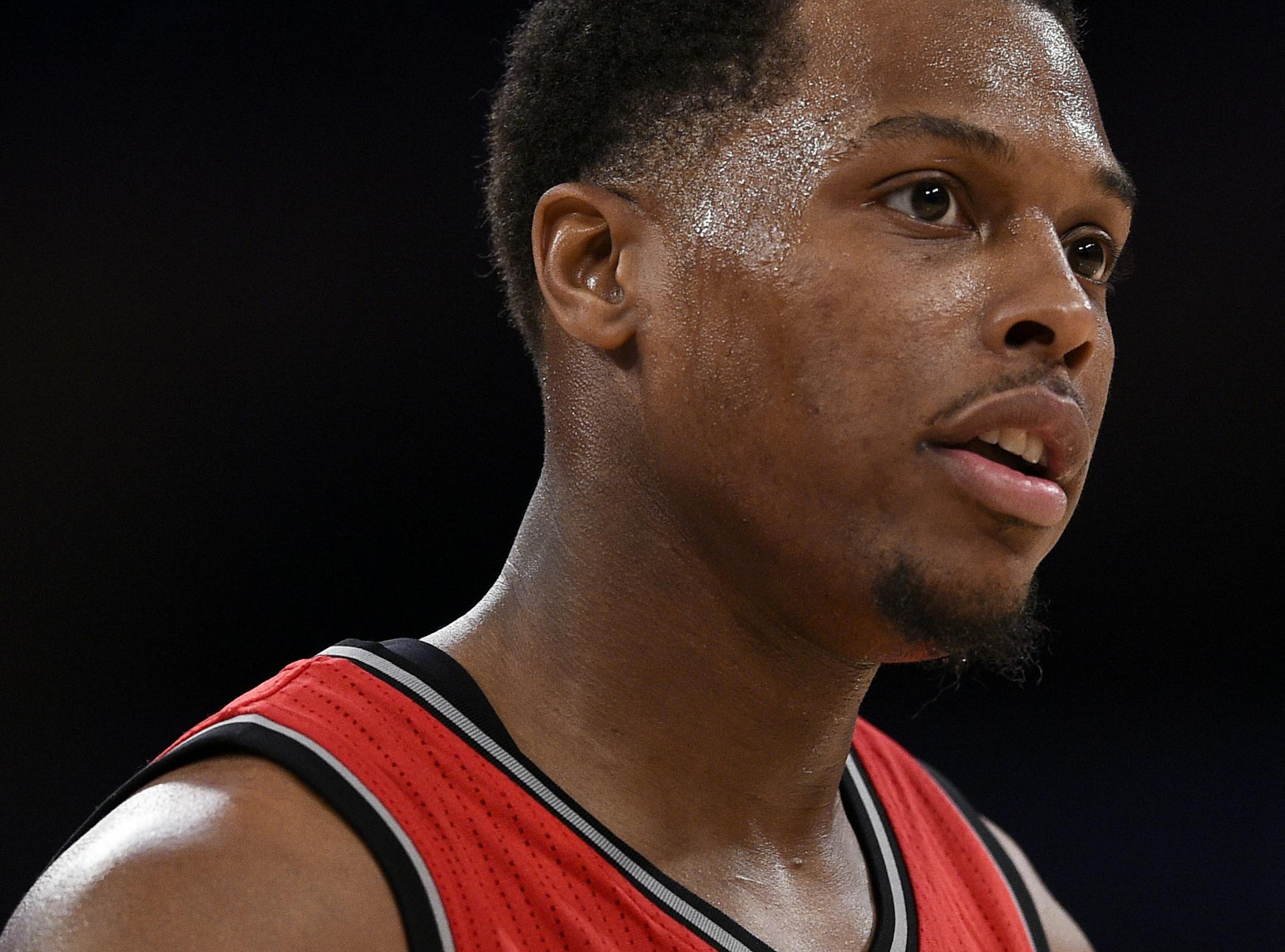 Toronto Raptors guard Kyle Lowry (7) in action during the second half of an NBA basketball game against the Los Angeles Lakers in Los Angeles, Sunday, Jan. 1, 2017. The Toronto Raptors won 123-114. (AP Photo/Kelvin Kuo)
