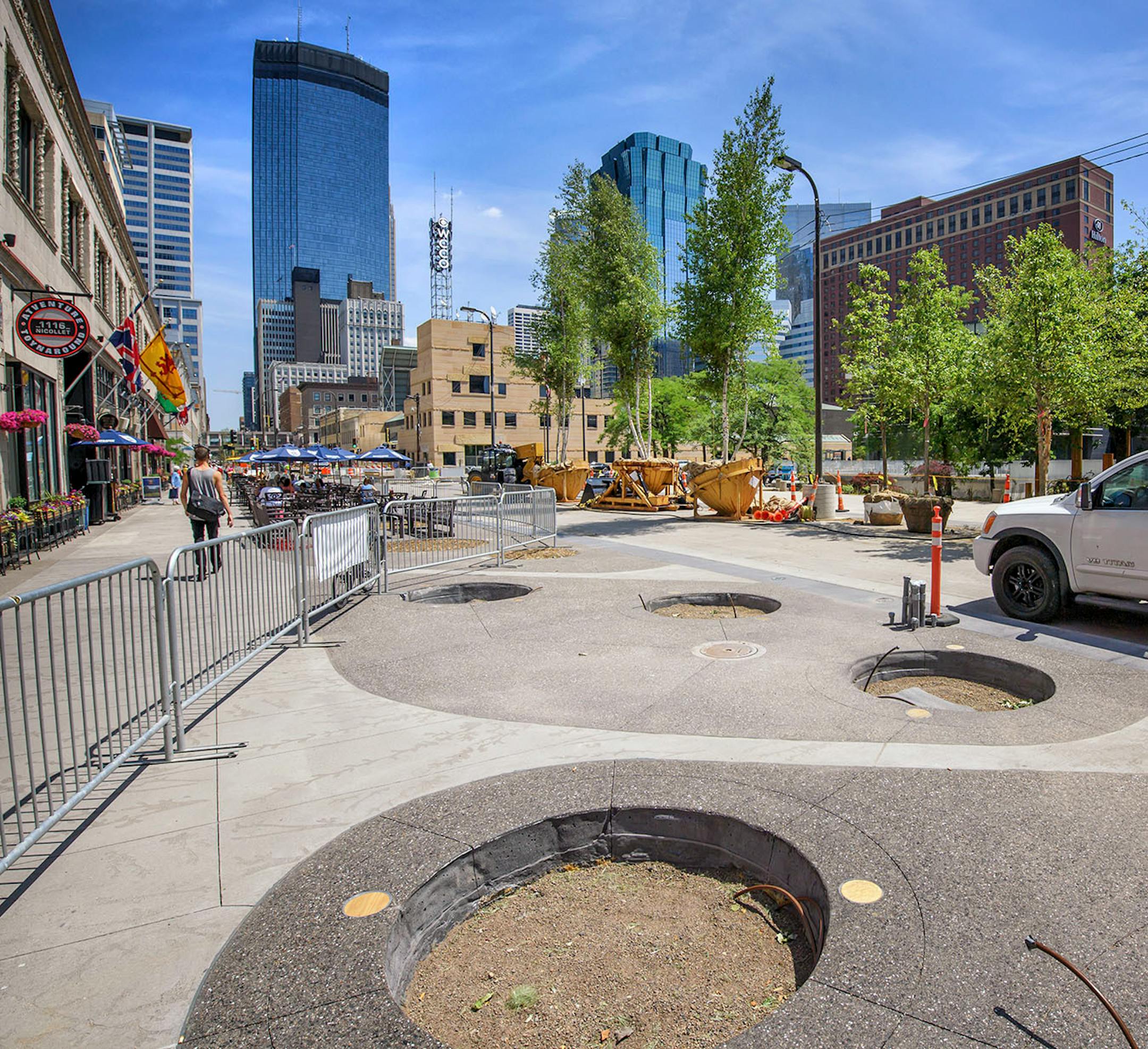 Some of the newly arrived trees will be planted in these holes.