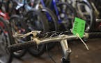 Lost or stolen bikes are tagged and held in storage until they are sold or disposed .The Twin Cities bike community says the issue of bike theft is fa