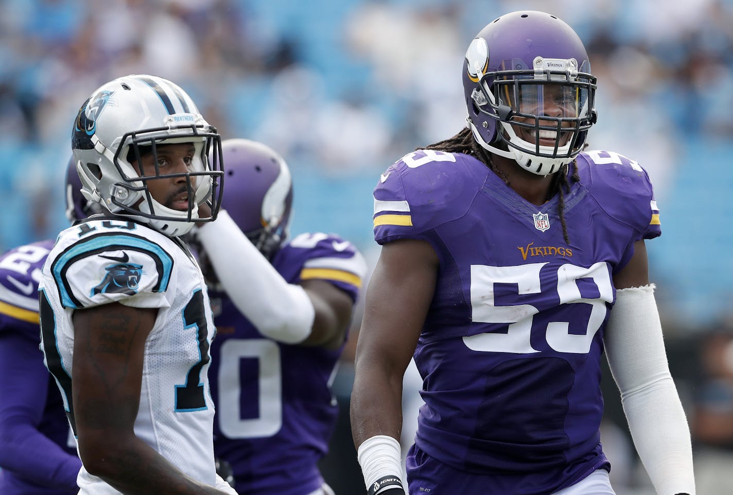 Minnesota Vikings Emmanuel Lamur (59). ] CARLOS GONZALEZ cgonzalez@startribune.com - September 25, 2016, Charlotte, NC, Bank of America Stadium, NFL, Minnesota Vikings vs. Carolina Panthers