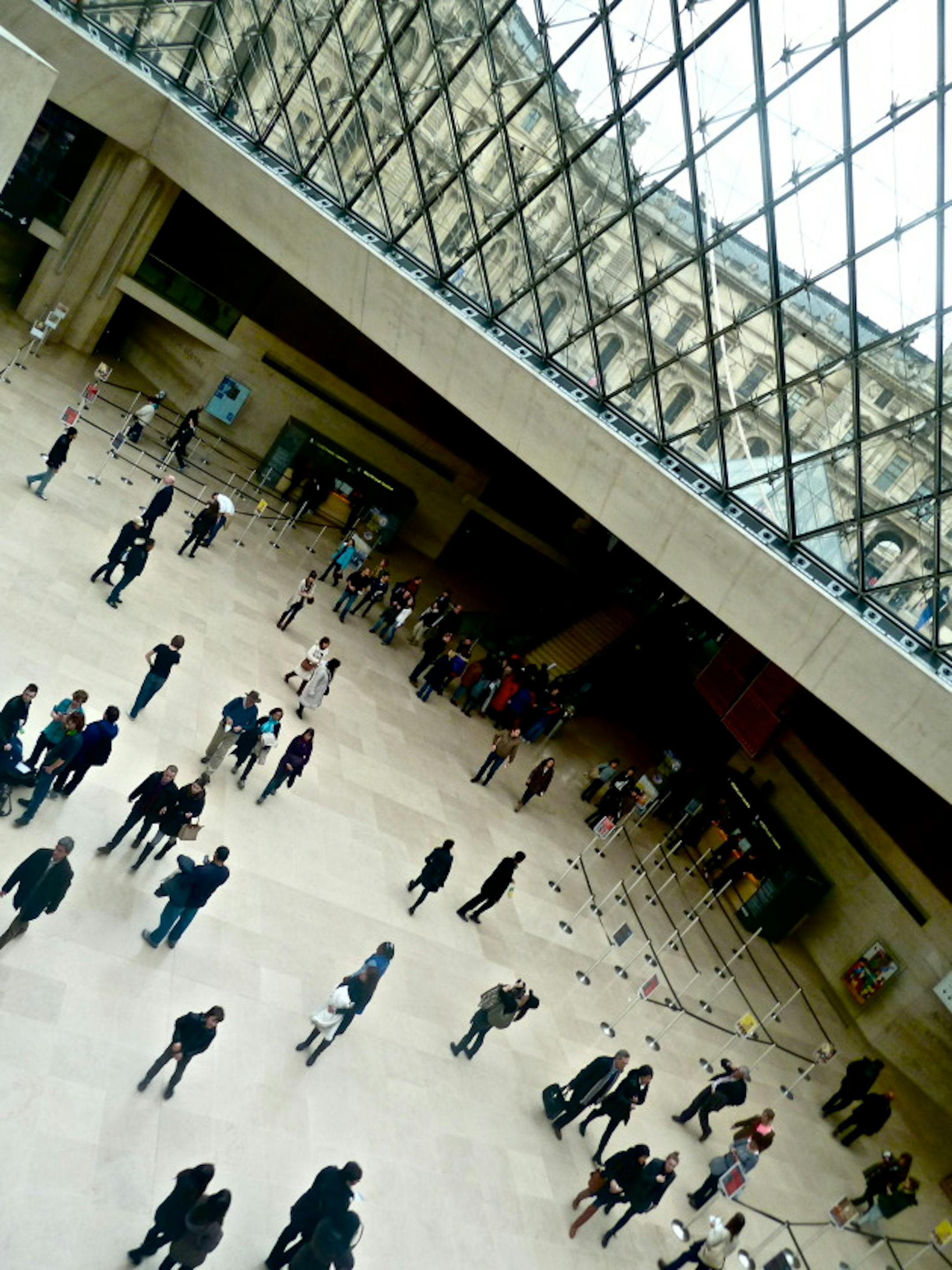 coming up the escalator from the louvre...