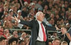 Minneapolis, MN, Monday, 2, 4/2/2001 -- Arizona head coach Lute Olson during the first half of the championship game of the Final Four on Monday, Apri