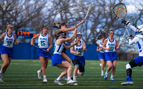 The Blake girls' lacrosse team played Minnehaha Academy in a game at Blake's south campus in Hopkins on April 18, 2019.