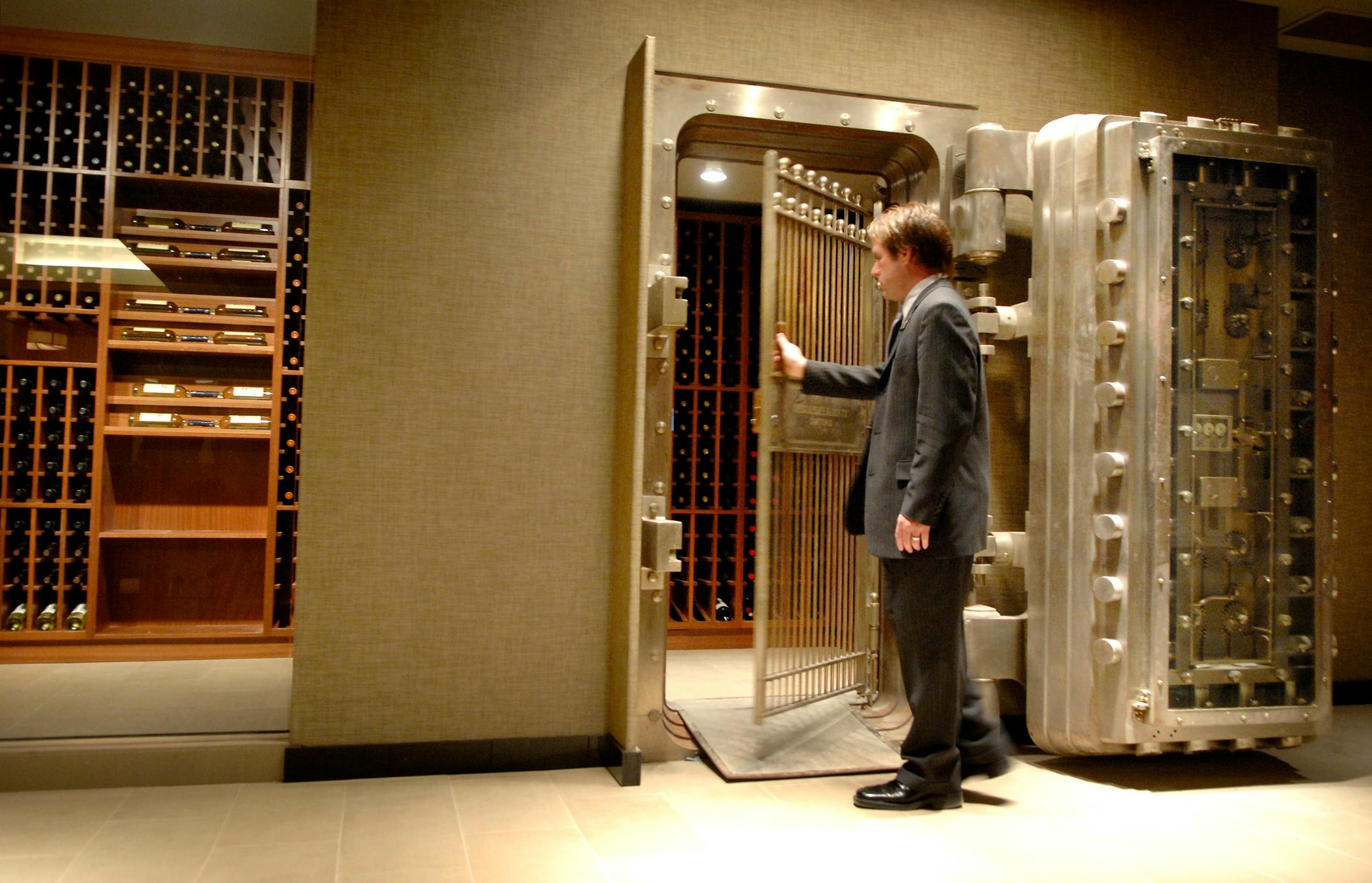 The vault of the former Farmers & Mechanics Bank Building was preserved for wine storage in the new Westin Hotel.