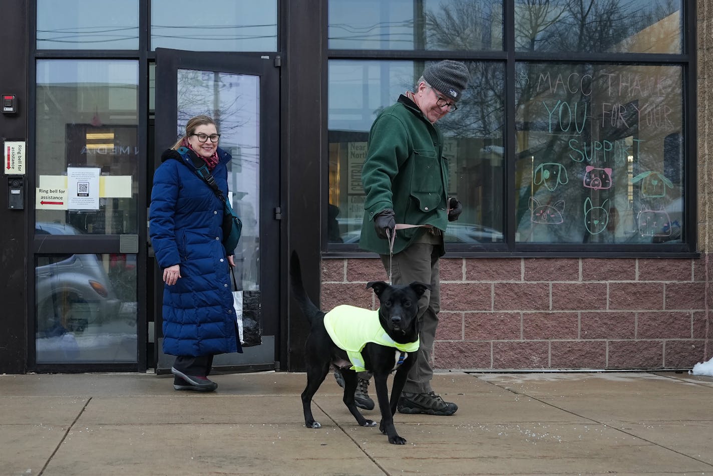 Tom and Karla Grotting walked out of Minneapolis Animal Care &amp; Control with their foster dog Jenny Penne in Minneapolis, Minn., on Wednesday, Jan. 11, 2023.