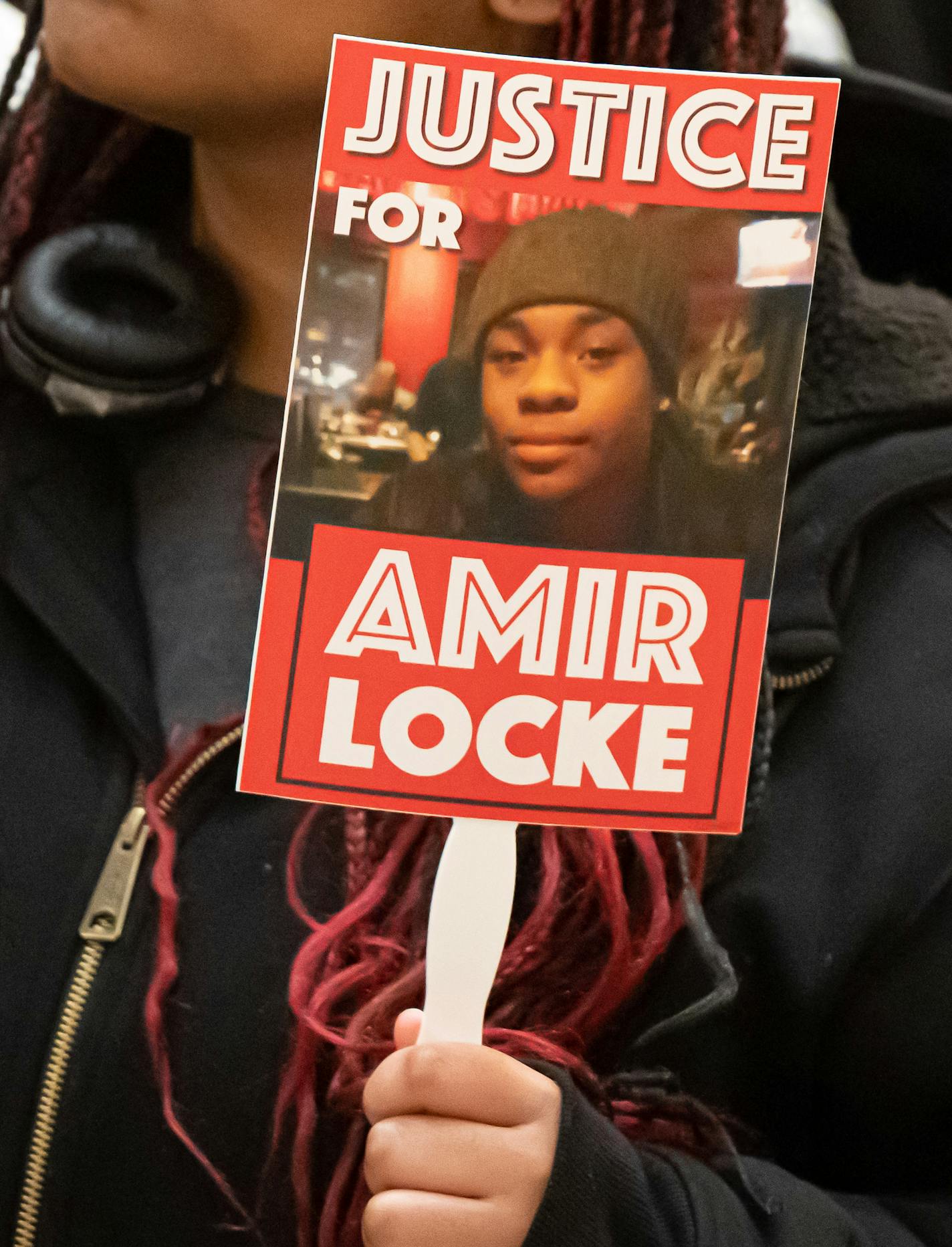 On the one year anniversary of Amir Locke killing by a police officer, family, activists held a rally at the State Capitol to demand accountability. Thursday, Feb. 2, 2023 St. Paul, Minn. ] GLEN STUBBE • glen.stubbe@startribune.com