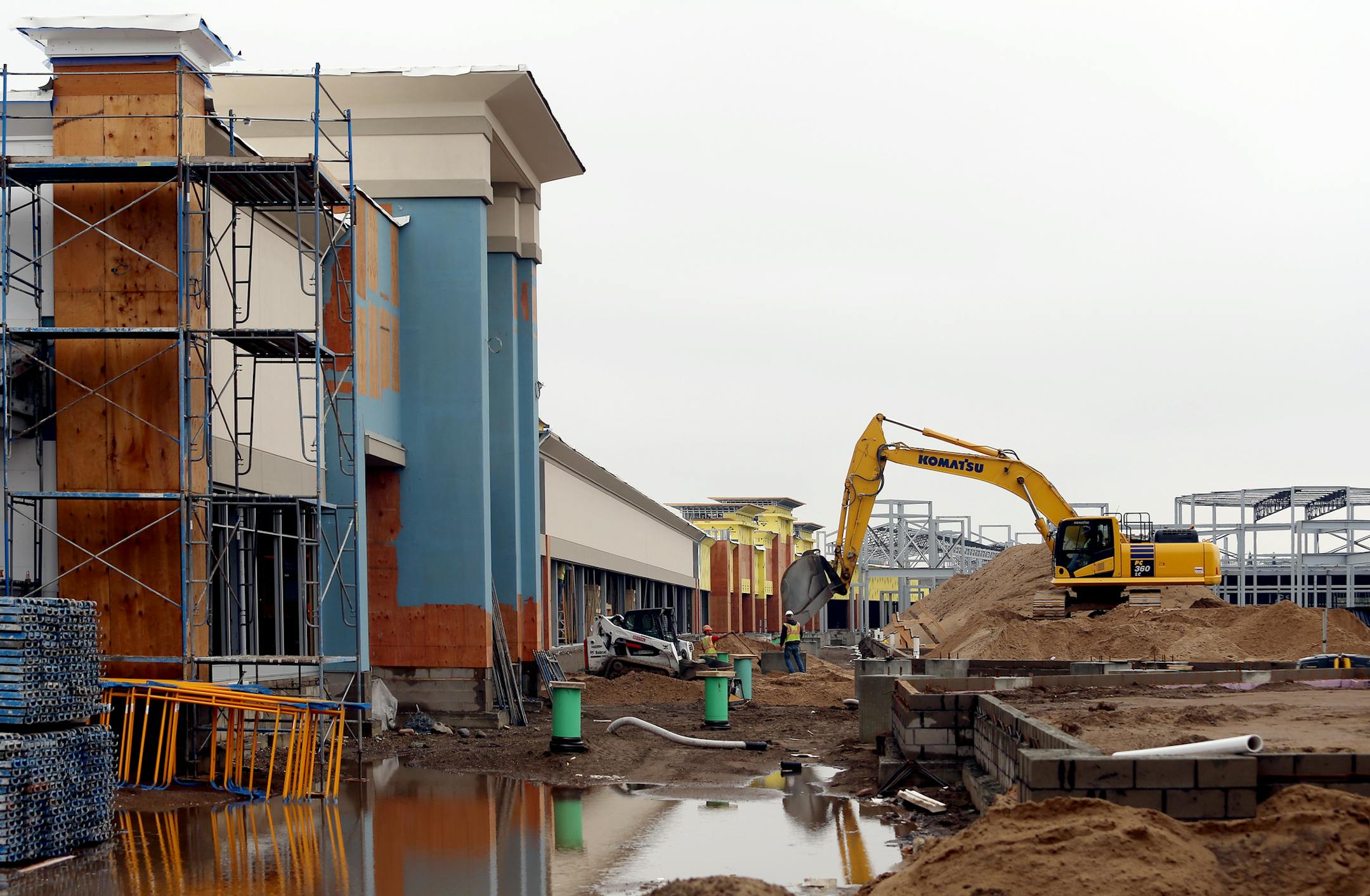 Construction is underway at this huge upscale outlet shopping center in Eagan, MN which has been a catalyst for other surrounding development proposals in the area. It's one of several large-scale projects that Eagan has in the works, Eagan, MN on October 3, 2013.