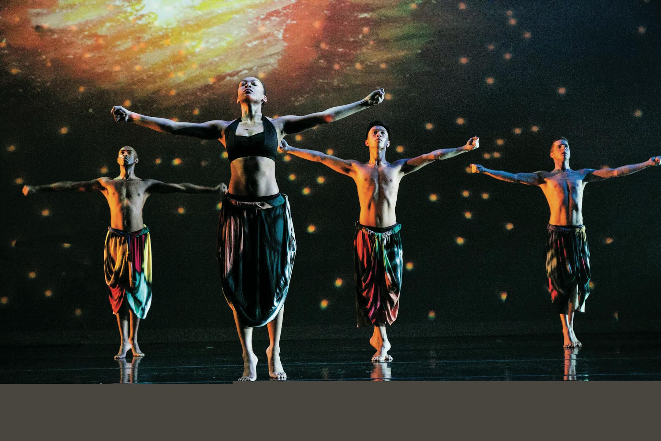 Dancers Kasono Mwanza, Catlin Henderson, Alexander Pham and Jarod Boltjes of Contempo Physical Dance.