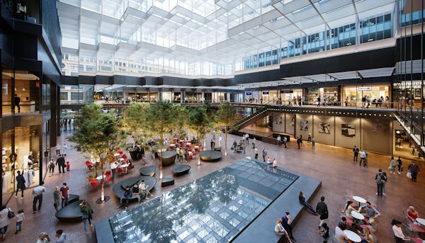 A revamped Crystal Court in the IDS Center will feature new seating and canopies of trees expected to grow 24 feet tall. It is the frist remake for th