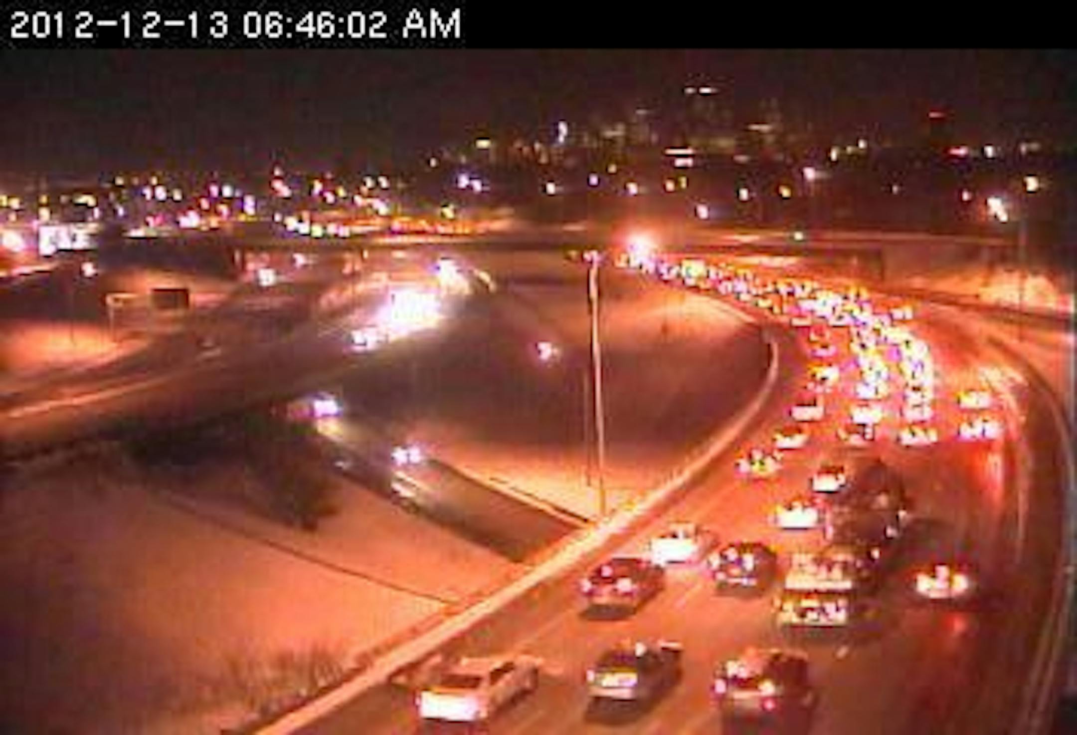 A traffic jam on 35W south at Johnson.