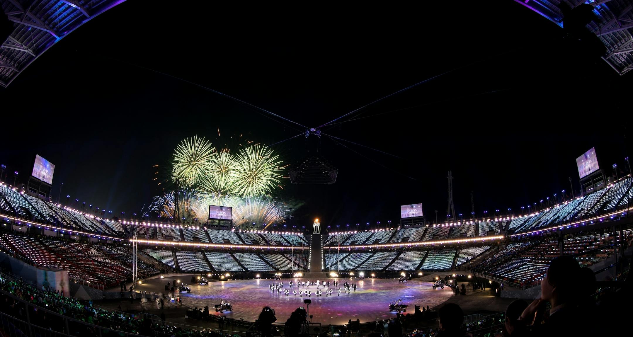 Fireworks at Pyeongchang Olympic Stadium during Closing Ceremony on Sunday.