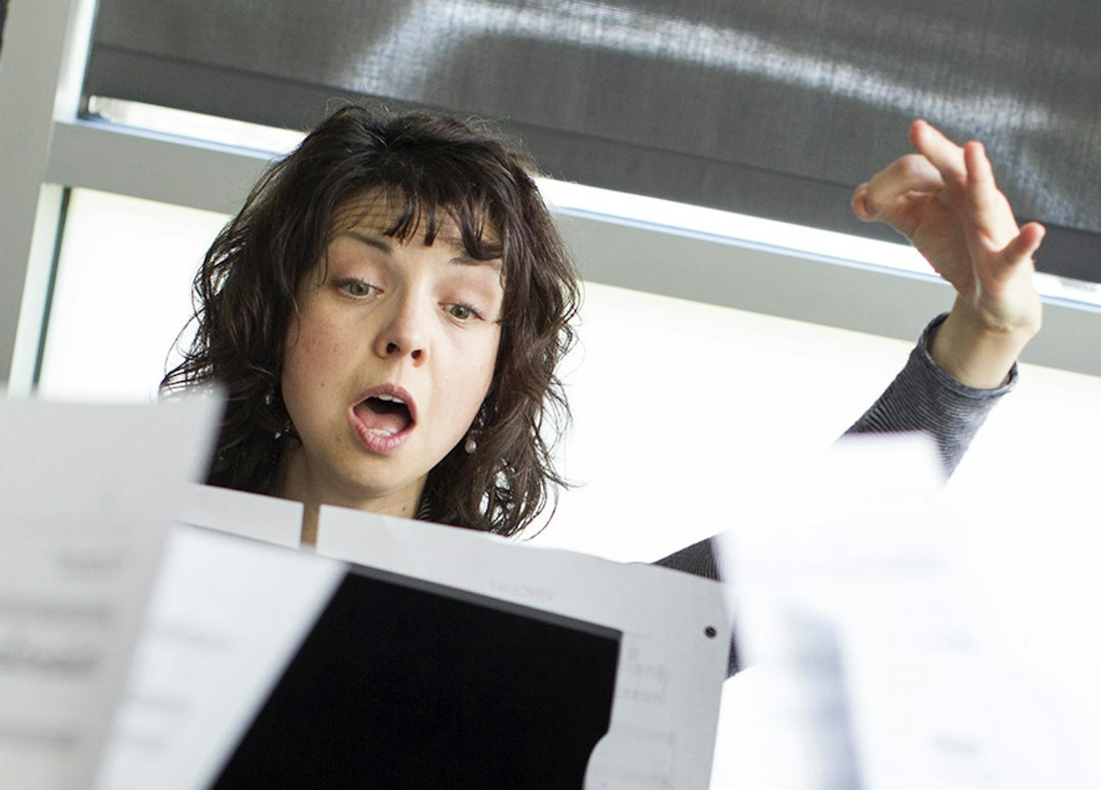 Voice instructor Andrea Leap leads her class of four in Singing Basics at MacPhail Center for Music in Minneapolis July 15, 2014. (Courtney Perry/Special to the Star Tribune)