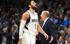 Minnesota Timberwolves head coach Tom Thibodeau wanted a fouled called as guard Ricky Rubio walked off the court against Oklahoma City in the home fin
