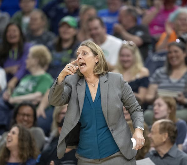 Minnesota Lynx Head Coach Cheryl Reeve during the third quarter as the Lynx took on Chicago for their season opener at the Target Center, Saturday, Ma