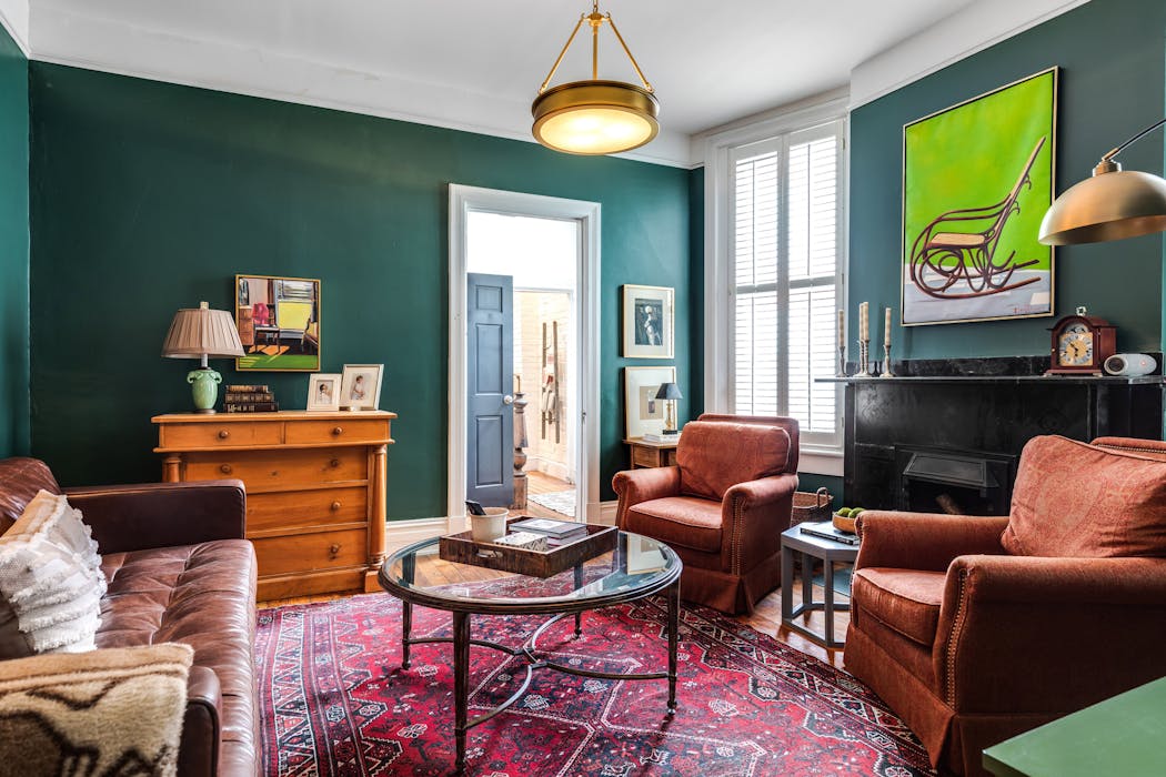 Easy and affordable transformations included changing out light fixtures and layering in art that kept her connected to personal narratives of her life. “I wanted to evoke a sense of inspiration and aspiration,” Stevie McFadden says.