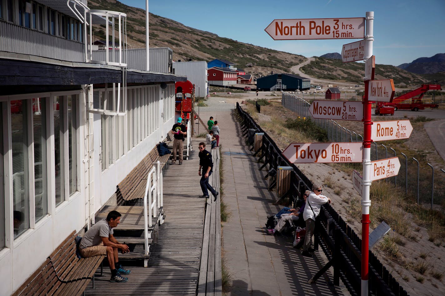 FILE ' The airport in Kangerlussuaq, Greenland, a former military base where most flights to the country still land, July 16, 2015. The Arctic island, renowned for its glaciers and fjords, is expanding airports and hotels to energize its economy, even as it tries to avoid the pitfalls of overtourism. (Josh Haner/The New York Times)