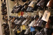 Part of the firearms reference collection where guns used in the commission of a crime in solved cases are stored and seen Tuesday, Nov. 5, 2019, at t
