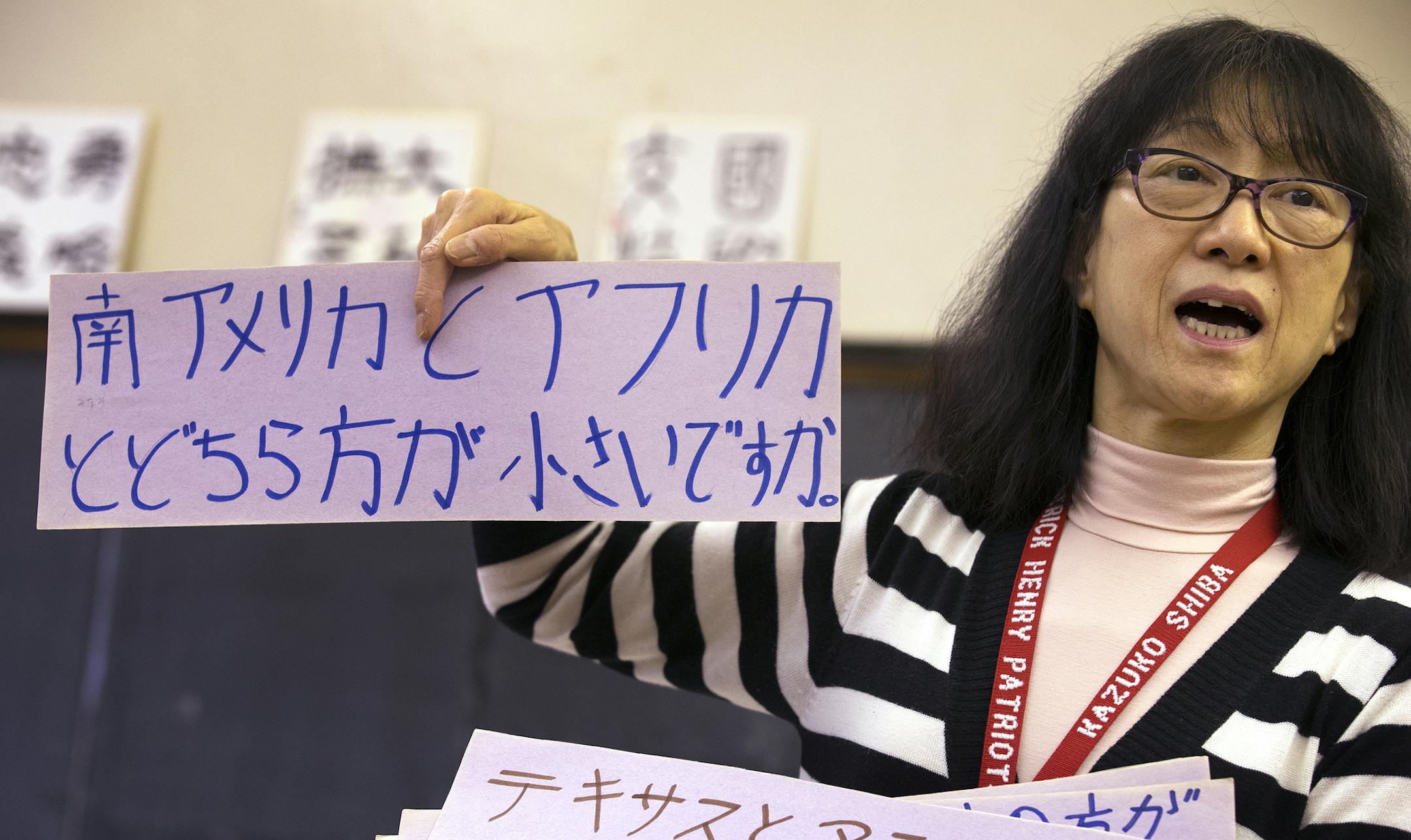 Kazuko Shiba teaches Japanese III class at Patrick Henry High School in Minneapolis.