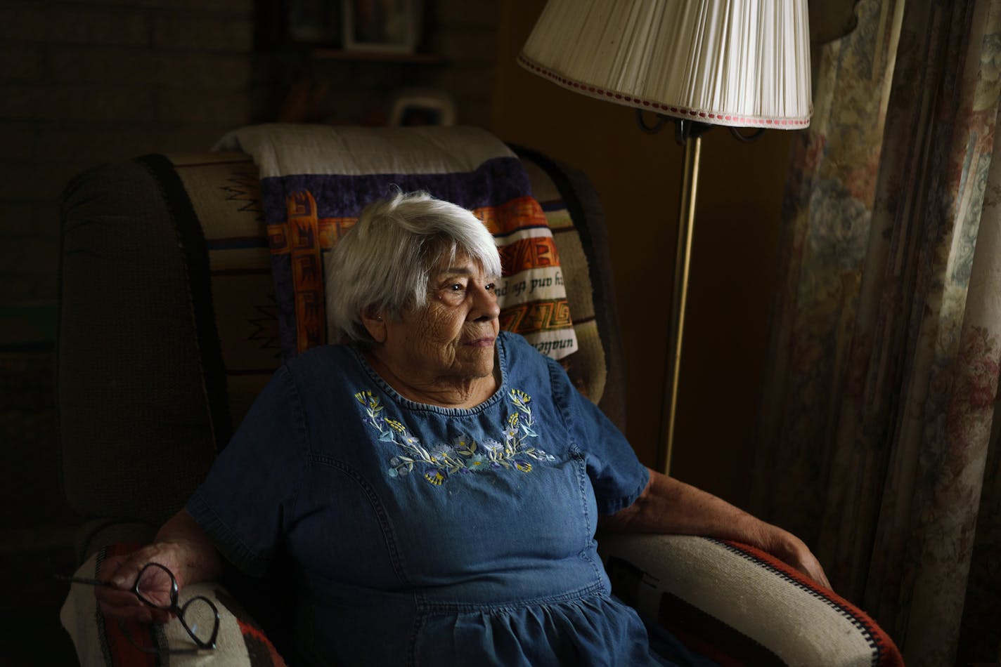 Lucy Benavidez Garwood remembers being roused from sleep by the force of the world's first nuclear explosion, the atomic bomb that in 1945 was secretly tested just beyond the southern New Mexico town where her family lived. MUST CREDIT: Photo for The Washington Post by Paul Ratje.