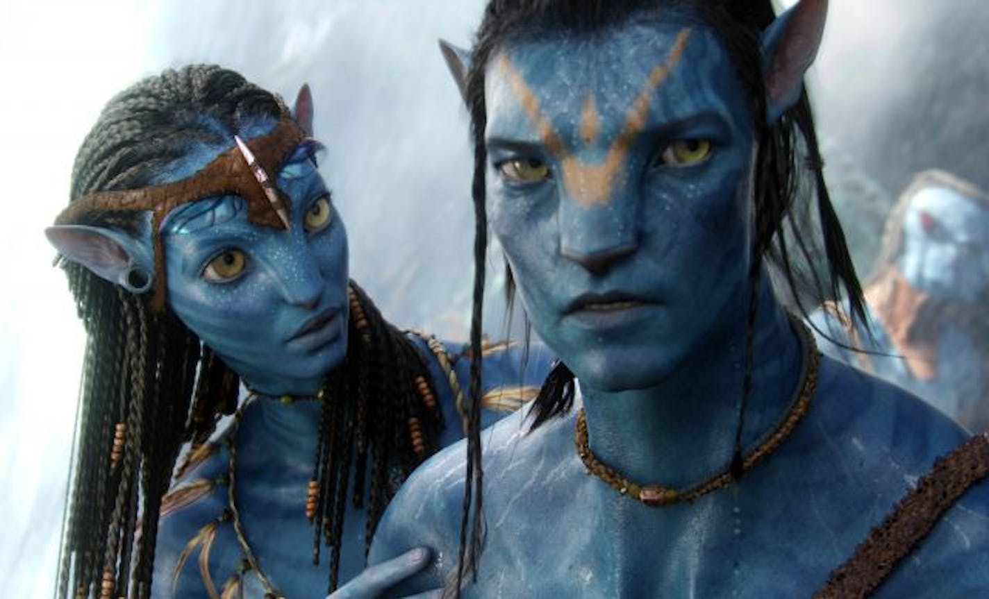 Zoe Saldana and Sam Worthington in James Cameron's "Avatar."