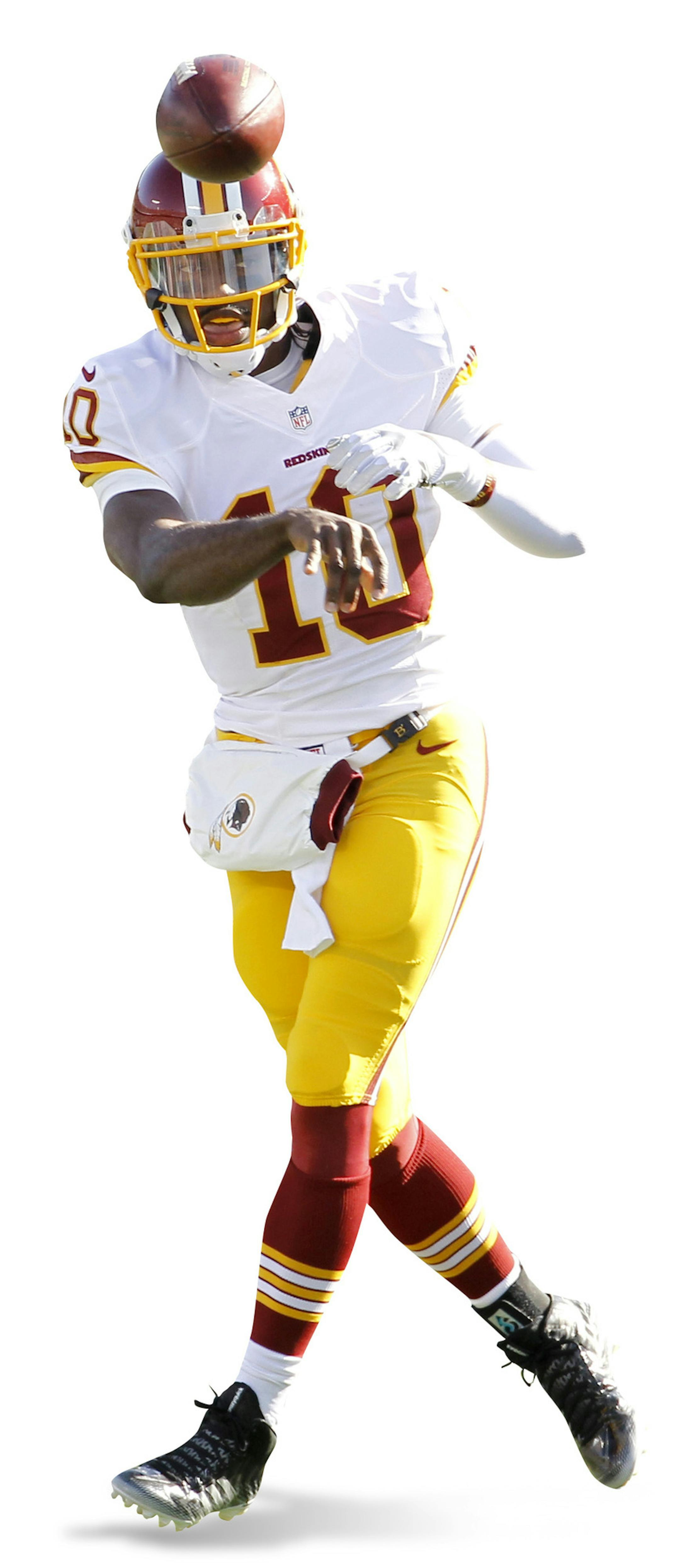 Washington Redskins quarterback Robert Griffin III (10) throws a pass during the first half of an NFL football game against the Minnesota Vikings, Sunday, Nov. 2, 2014, in Minneapolis. (AP Photo/Ann Heisenfelt) ORG XMIT: MNCN1