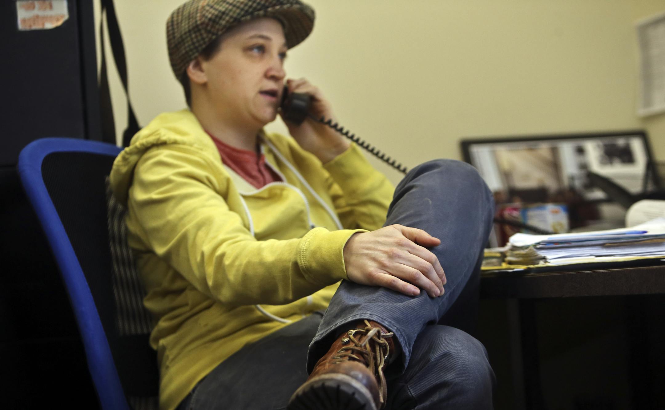 Bridge for Youth intern Jackie Smalley, who is getting a master&#x2019;s degree in chemical dependency and mental health counseling, talked with a parent of a teen who was staying at the center Thursday.
